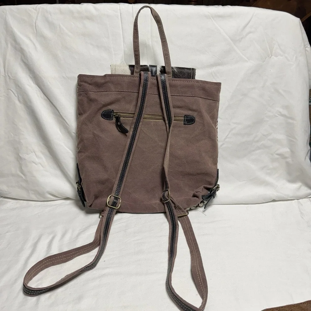 Myra Bag Leather Hair On Backpack-Southwest Hair-on Fur Cow Backpack Travel Bag
